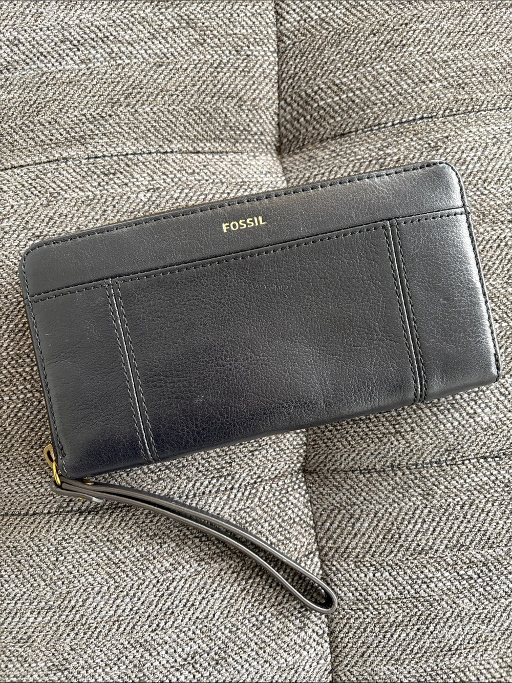 Fossil Black Leather Wristlet Wallet